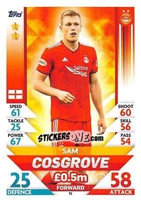 Sticker Sam Cosgrove - SPFL 2018-2019. Match Attax n. 15 - Topps