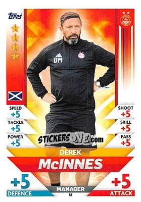 Sticker Derek McInnes - SPFL 2018-2019. Match Attax n. 18 - Topps