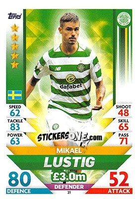 Sticker Mikael Lustig - SPFL 2018-2019. Match Attax n. 21 - Topps