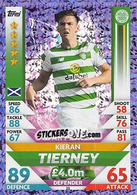 Sticker Kieran Tierney - SPFL 2018-2019. Match Attax n. 22 - Topps