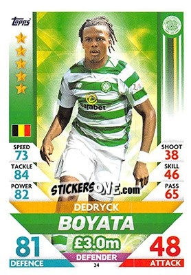 Sticker Dedryck Boyata - SPFL 2018-2019. Match Attax n. 24 - Topps