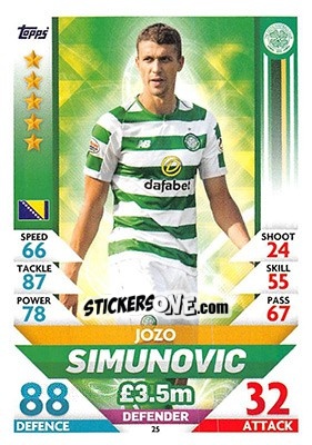 Sticker Jozo Šimunovic - SPFL 2018-2019. Match Attax n. 25 - Topps