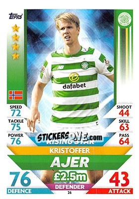 Sticker Kristoffer Ajer - SPFL 2018-2019. Match Attax n. 26 - Topps