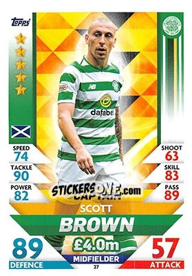 Sticker Scott Brown - SPFL 2018-2019. Match Attax n. 27 - Topps