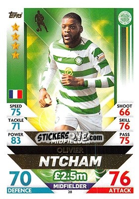Sticker Olivier Ntcham - SPFL 2018-2019. Match Attax n. 28 - Topps