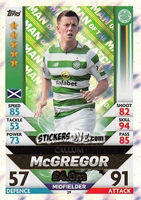 Sticker Callum McGregor - SPFL 2018-2019. Match Attax n. 29 - Topps
