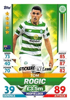 Sticker Tom Rogic - SPFL 2018-2019. Match Attax n. 30 - Topps