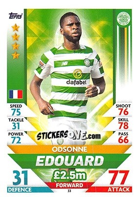 Sticker Odsonne Édouard - SPFL 2018-2019. Match Attax n. 33 - Topps
