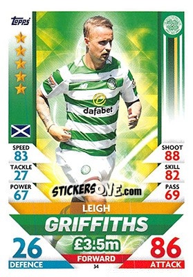 Sticker Leigh Griffiths - SPFL 2018-2019. Match Attax n. 34 - Topps
