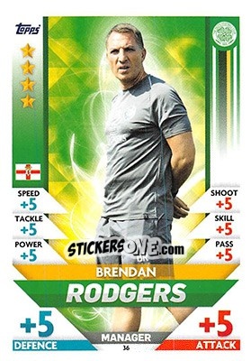 Sticker Brendan Rodgers - SPFL 2018-2019. Match Attax n. 36 - Topps