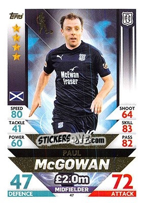 Sticker Paul McGowan - SPFL 2018-2019. Match Attax n. 47 - Topps