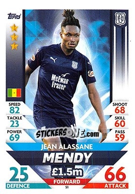 Sticker Jean Alassane Mendy - SPFL 2018-2019. Match Attax n. 51 - Topps