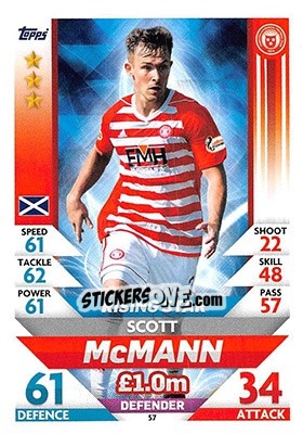 Sticker Scott McMann - SPFL 2018-2019. Match Attax n. 57 - Topps