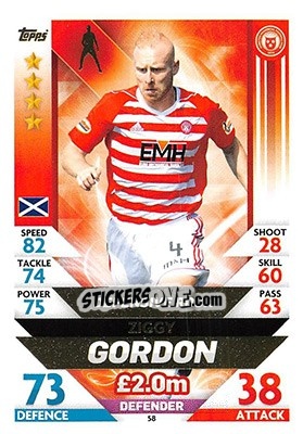 Sticker Ziggy Gordon - SPFL 2018-2019. Match Attax n. 58 - Topps