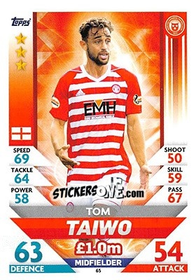 Sticker Tom Taiwo - SPFL 2018-2019. Match Attax n. 65 - Topps