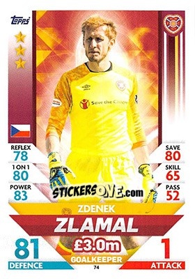 Sticker Zdeněk Zlámal - SPFL 2018-2019. Match Attax n. 74 - Topps