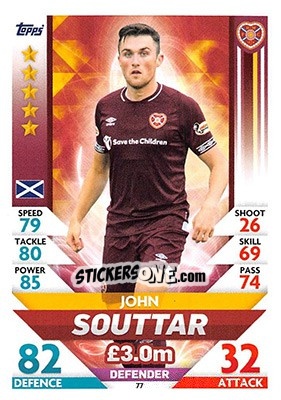 Sticker John Souttar - SPFL 2018-2019. Match Attax n. 77 - Topps