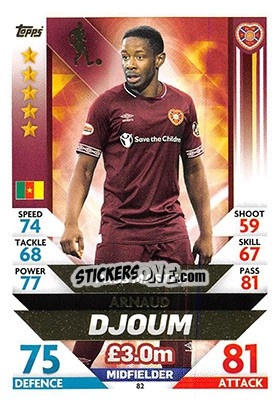 Sticker Arnaud Djoum - SPFL 2018-2019. Match Attax n. 82 - Topps