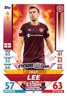 Sticker Olly Lee - SPFL 2018-2019. Match Attax n. 84 - Topps