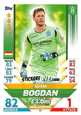 Sticker Ádám Bogdán - SPFL 2018-2019. Match Attax - Topps