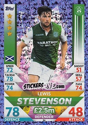 Sticker Lewis Stevenson - SPFL 2018-2019. Match Attax - Topps