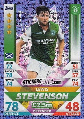 Sticker Lewis Stevenson - SPFL 2018-2019. Match Attax n. 94 - Topps