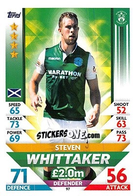 Sticker Steven Whittaker - SPFL 2018-2019. Match Attax n. 97 - Topps