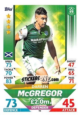 Sticker Darren McGregor - SPFL 2018-2019. Match Attax n. 98 - Topps