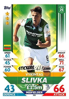 Sticker Vykintas Slivka - SPFL 2018-2019. Match Attax n. 100 - Topps