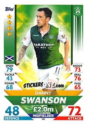 Sticker Danny Swanson - SPFL 2018-2019. Match Attax n. 103 - Topps