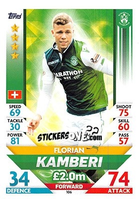 Sticker Florian Kamberi - SPFL 2018-2019. Match Attax n. 106 - Topps