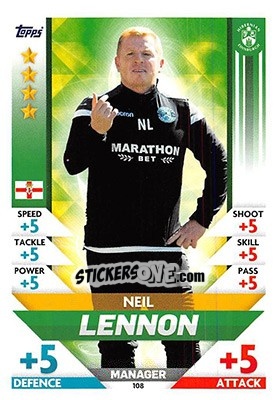 Sticker Neil Lennon - SPFL 2018-2019. Match Attax n. 108 - Topps