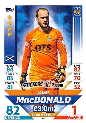 Sticker Jamie MacDonald - SPFL 2018-2019. Match Attax - Topps