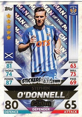 Cromo Stephen O'Donnell - SPFL 2018-2019. Match Attax - Topps