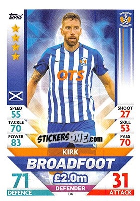 Sticker Kirk Broadfoot - SPFL 2018-2019. Match Attax n. 114 - Topps