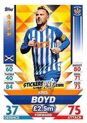 Sticker Kris Boyd - SPFL 2018-2019. Match Attax n. 125 - Topps
