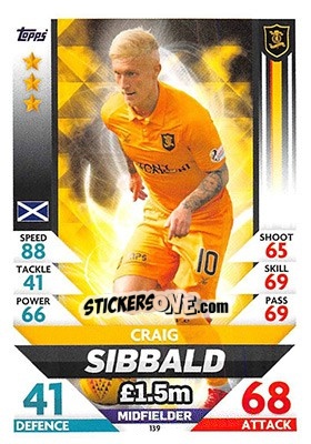 Sticker Craig Sibbald - SPFL 2018-2019. Match Attax n. 139 - Topps
