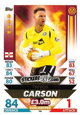 Sticker Trevor Carson - SPFL 2018-2019. Match Attax n. 146 - Topps