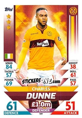 Cromo Charles Dunne - SPFL 2018-2019. Match Attax - Topps