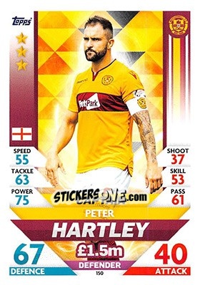 Sticker Peter Hartley - SPFL 2018-2019. Match Attax - Topps