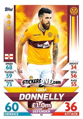 Sticker Liam Donnelly - SPFL 2018-2019. Match Attax n. 151 - Topps