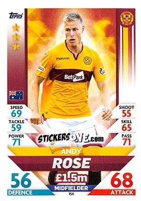 Sticker Andy Rose - SPFL 2018-2019. Match Attax n. 154 - Topps