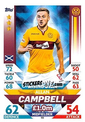 Sticker Allan Campbell - SPFL 2018-2019. Match Attax n. 155 - Topps