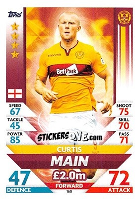 Sticker Curtis Main - SPFL 2018-2019. Match Attax n. 160 - Topps