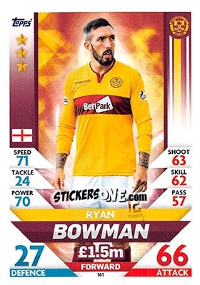 Sticker Ryan Bowman - SPFL 2018-2019. Match Attax n. 161 - Topps