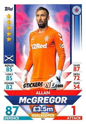 Sticker Allan McGregor - SPFL 2018-2019. Match Attax n. 164 - Topps