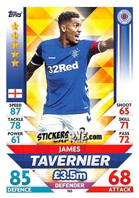 Sticker James Tavernier - SPFL 2018-2019. Match Attax n. 165 - Topps