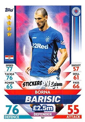 Sticker Borna Barišic - SPFL 2018-2019. Match Attax n. 167 - Topps