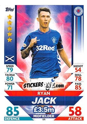 Sticker Ryan Jack - SPFL 2018-2019. Match Attax n. 171 - Topps