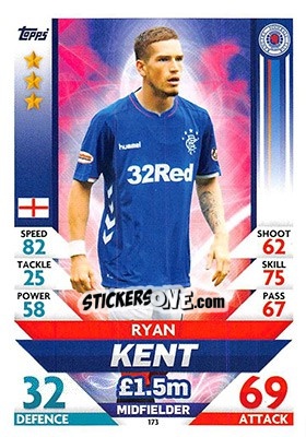 Sticker Ryan Kent - SPFL 2018-2019. Match Attax n. 173 - Topps